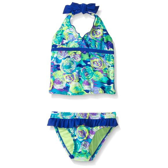 Breaking Waves Girls' Rainbow Rose Tankini Swimsuit Multi Size 6 - Picture 1 of 1